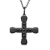 Thumbnail Image 0 of Men's 1/3 CT. T.W. Black Diamond Short Cross Pendant in Oxidized Black Sterling Silver - 24"