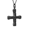 Thumbnail Image 1 of Men's 1/3 CT. T.W. Black Diamond Short Cross Pendant in Oxidized Black Sterling Silver - 24"