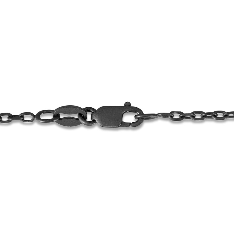 Men's 1/3 CT. T.W. Black Diamond Short Cross Pendant in Oxidized Black Sterling Silver - 24"