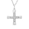 Thumbnail Image 0 of Men's 1/3 CT. T.W. Diamond Short Cross Pendant in Sterling Silver - 24"