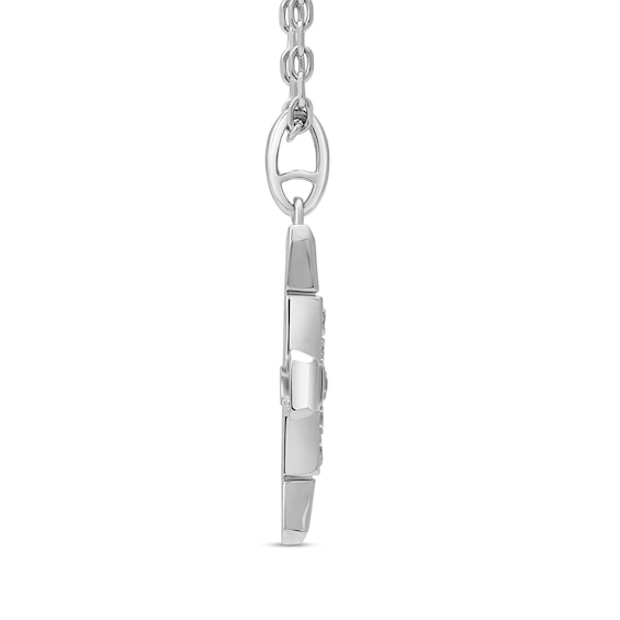 Men's 1/3 CT. T.w. Diamond Short Cross Pendant in Sterling Silver - 24"