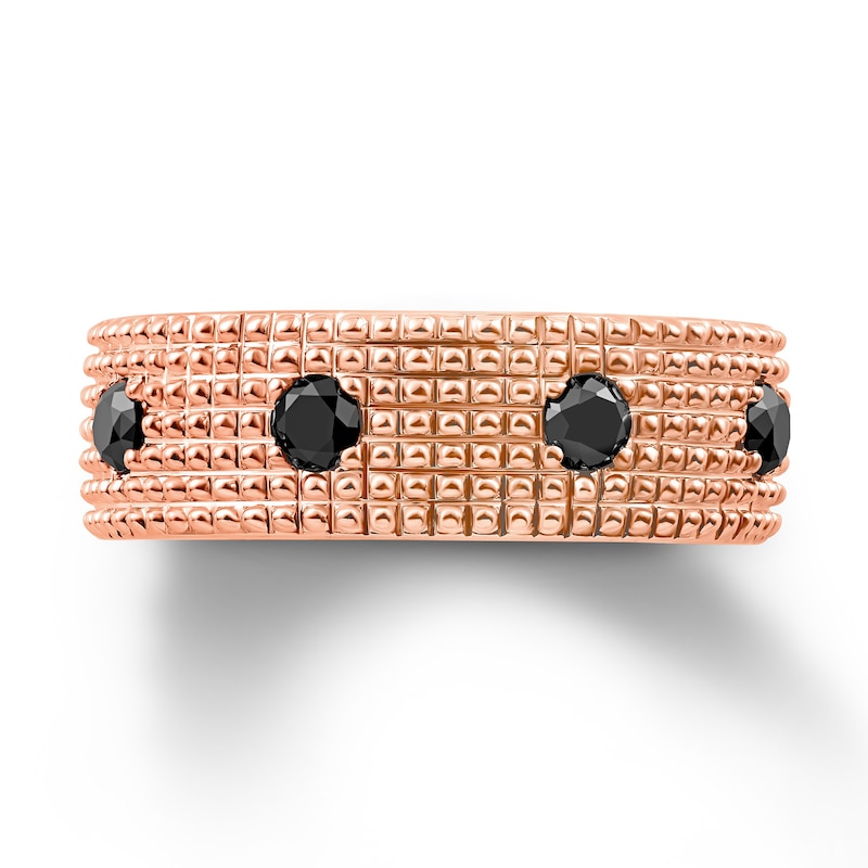 Main Image 2 of Black Spinel Beaded Multi-Row Band in Sterling Silver with 14K Rose Gold Plate