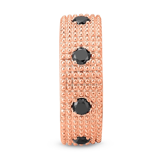 Black Spinel Beaded Multi-Row Band in Sterling Silver with 14K Rose Gold Plate