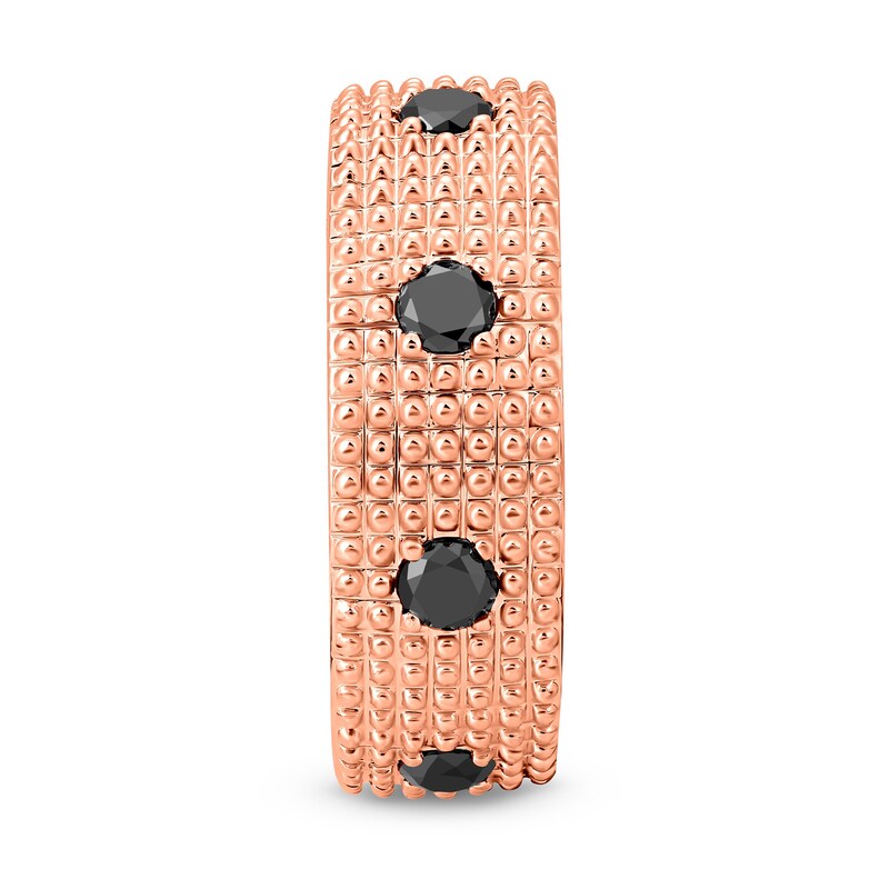 Main Image 3 of Black Spinel Beaded Multi-Row Band in Sterling Silver with 14K Rose Gold Plate