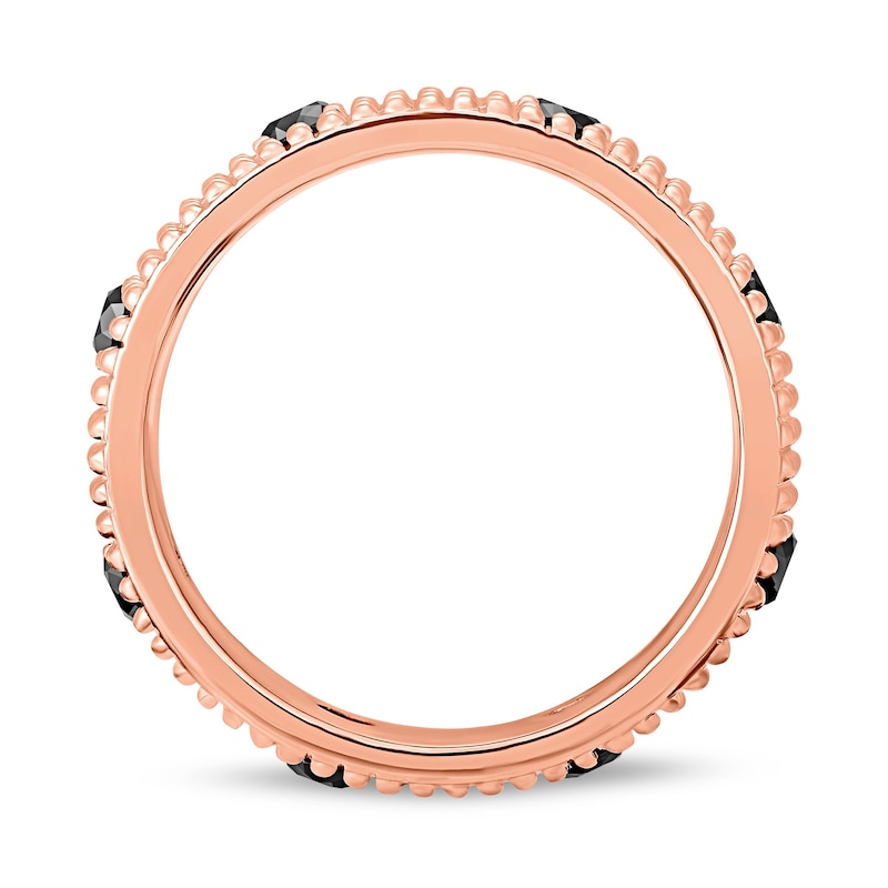 Main Image 4 of Black Spinel Beaded Multi-Row Band in Sterling Silver with 14K Rose Gold Plate