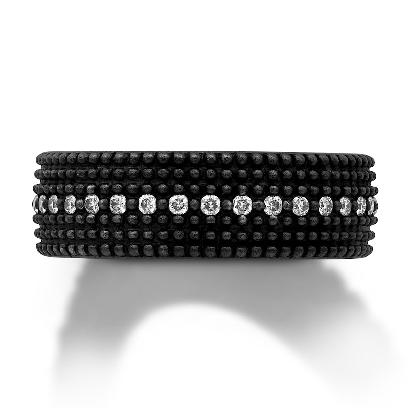 Main Image 2 of 3/8 CT. T.W. Diamond Beaded Multi-Row Band in Oxidized Black Sterling Silver