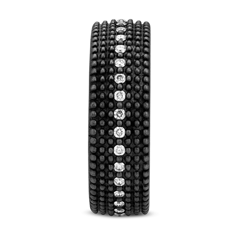 Main Image 3 of 3/8 CT. T.W. Diamond Beaded Multi-Row Band in Oxidized Black Sterling Silver