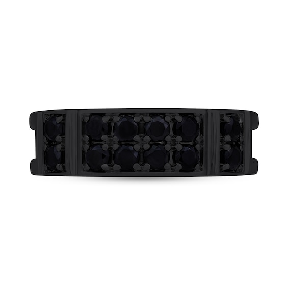 1 CT. T.w. Black Diamond Collar Double Row Band in Oxidized Black Sterling Silver