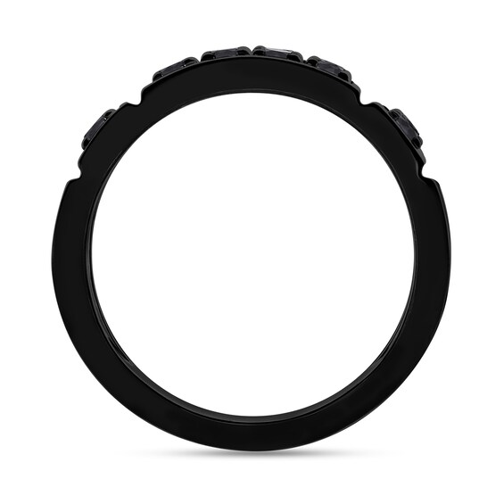 1 CT. T.w. Black Diamond Collar Double Row Band in Oxidized Black Sterling Silver