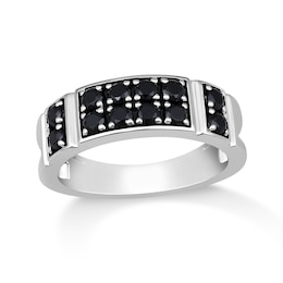 1 CT. T.W. Black Diamond Collar Double Row Band in Sterling Silver