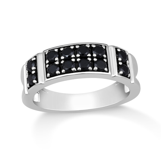 1 CT. T.w. Black Diamond Collar Double Row Band in Sterling Silver