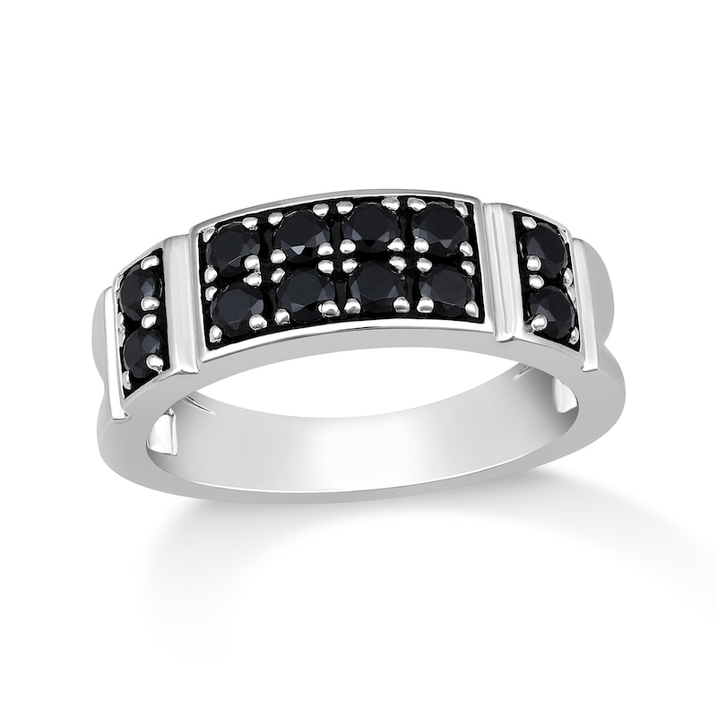 Main Image 1 of 1 CT. T.W. Black Diamond Collar Double Row Band in Sterling Silver