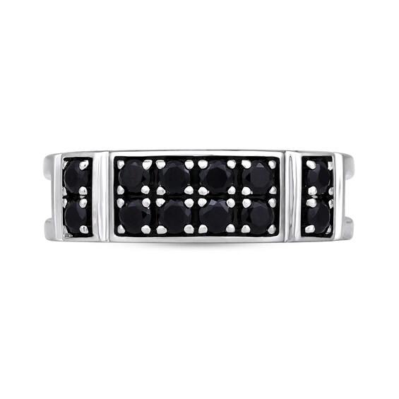 1 CT. T.w. Black Diamond Collar Double Row Band in Sterling Silver