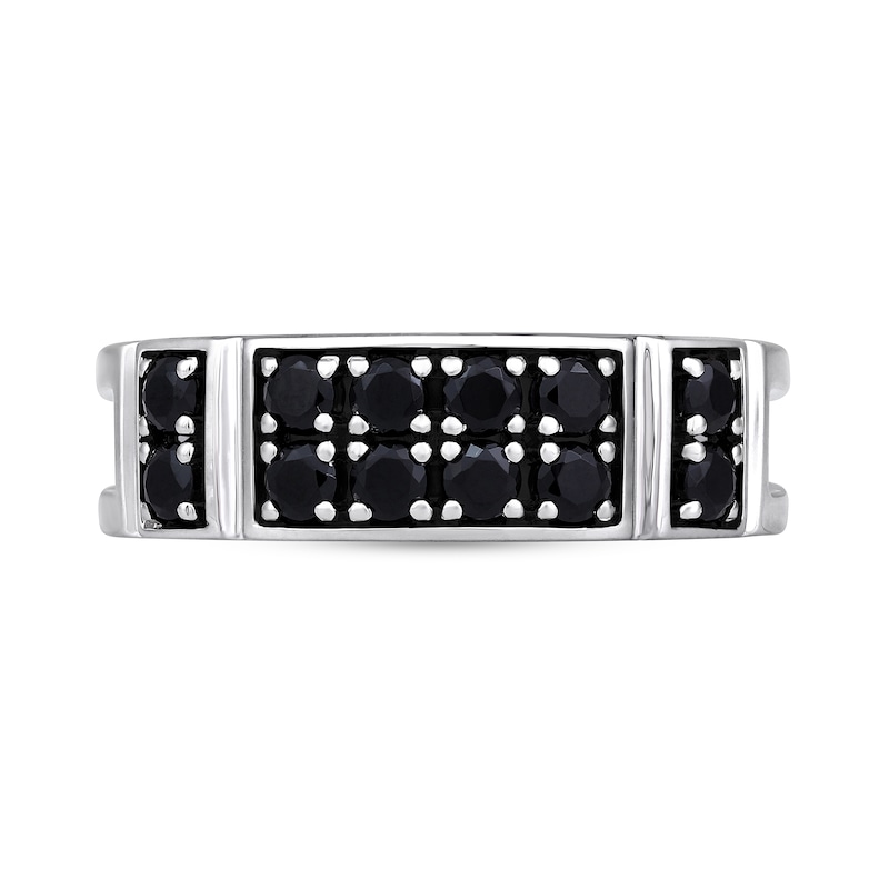Main Image 2 of 1 CT. T.W. Black Diamond Collar Double Row Band in Sterling Silver