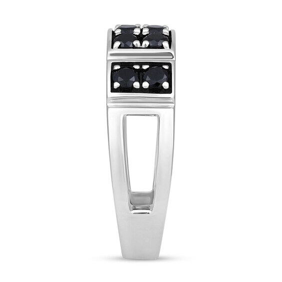 1 CT. T.w. Black Diamond Collar Double Row Band in Sterling Silver