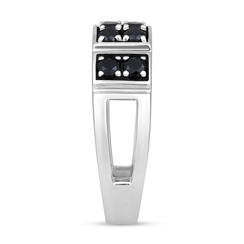 Main Image 3 of 1 CT. T.W. Black Diamond Collar Double Row Band in Sterling Silver
