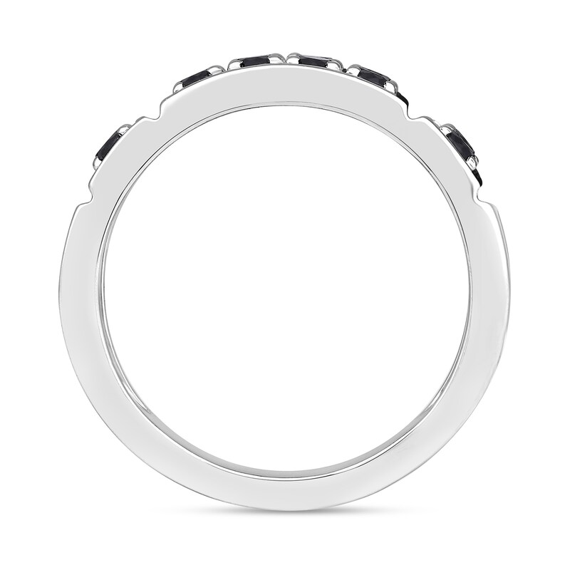 Main Image 4 of 1 CT. T.W. Black Diamond Collar Double Row Band in Sterling Silver