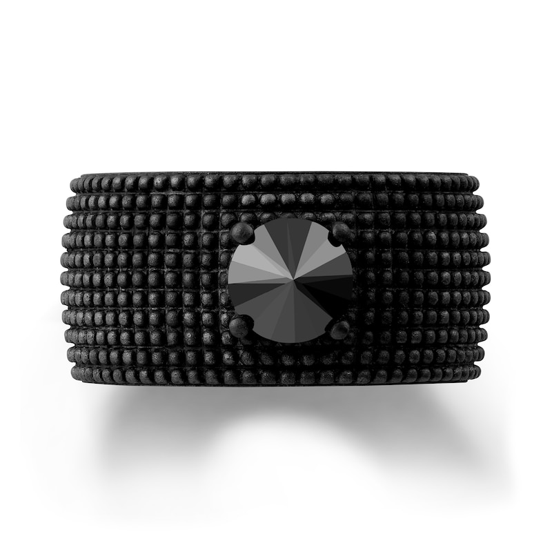 Main Image 2 of Black Spinel Spike Beaded Dome Band in Oxidized Black Sterling Silver