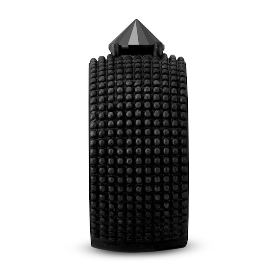 Black Spinel Spike Beaded Dome Band in Oxidized Black Sterling Silver