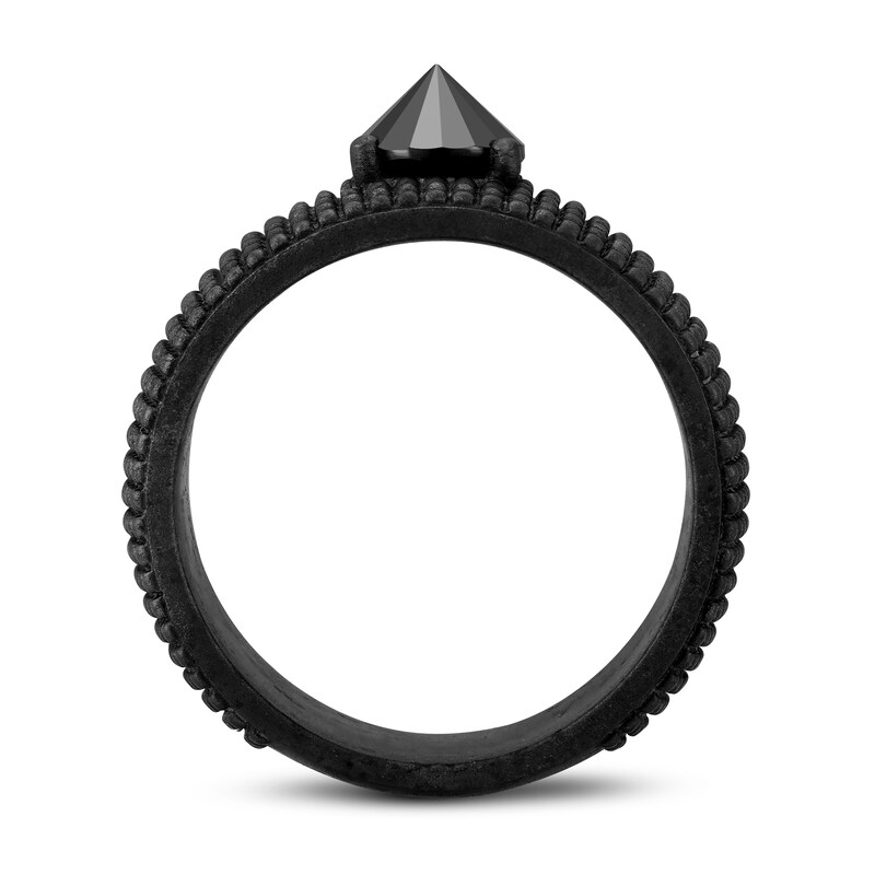 Main Image 4 of Black Spinel Spike Beaded Dome Band in Oxidized Black Sterling Silver