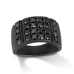 2-1/5 CT. T.W. Black Diamond Rectangle-Top Ring in Oxidized Black Sterling Silver