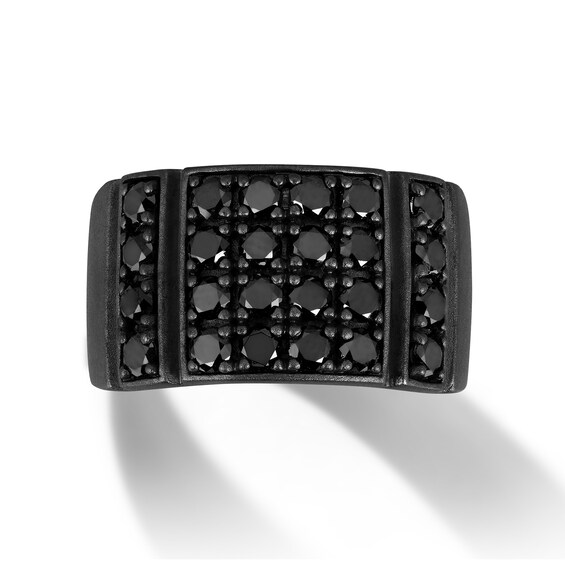 Men's 2-1/5 CT. T.w. Black Diamond Rectangle-Top Ring in Oxidized Black Sterling Silver