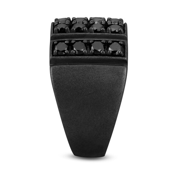 Men's 2-1/5 CT. T.w. Black Diamond Rectangle-Top Ring in Oxidized Black Sterling Silver