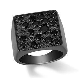 2 CT. T.W. Black Diamond Square-Top Ring in Oxidized Black Sterling Silver