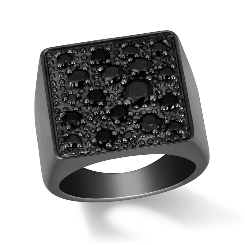 Main Image 1 of Men's 2 CT. T.W. Black Diamond Square-Top Ring in Oxidized Black Sterling Silver