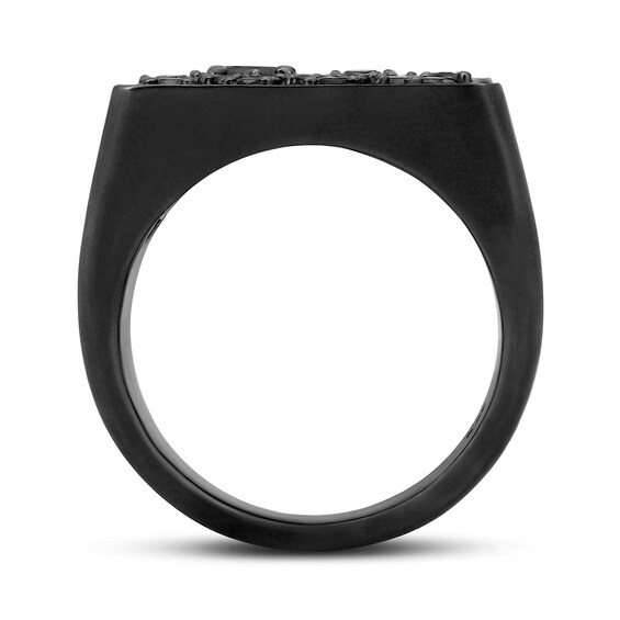 2 CT. T.w. Black Diamond Square-Top Ring in Oxidized Black Sterling Silver