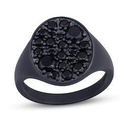 1-3/4 CT. T.W. Black Diamond Oval-Top Ring in Oxidized Black Sterling Silver