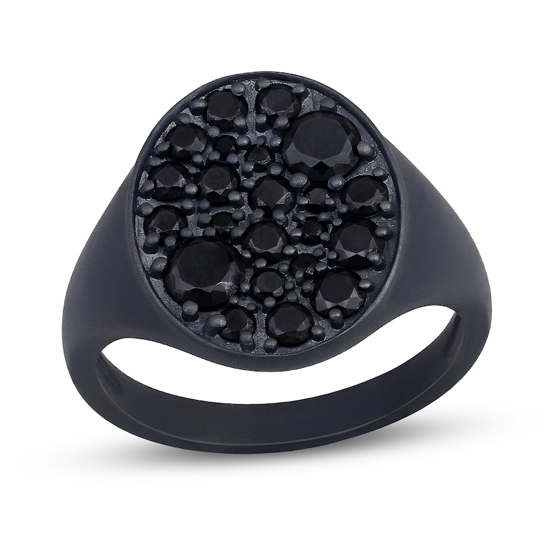 Main Image 1 of 1-3/4 CT. T.W. Black Diamond Oval-Top Ring in Oxidized Black Sterling Silver