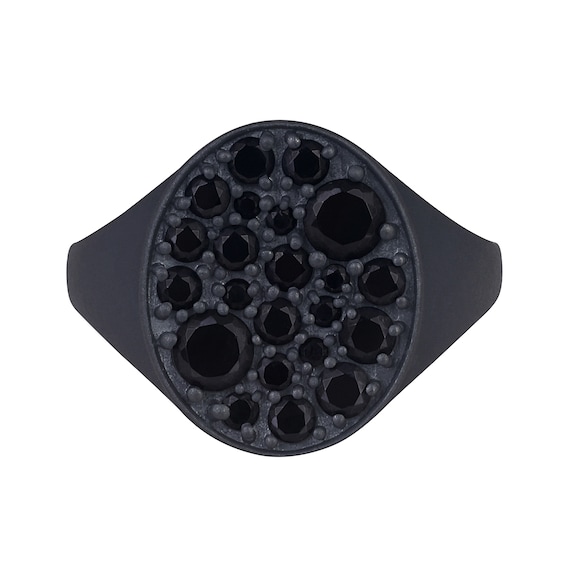1-3/4 CT. T.w. Black Diamond Oval-Top Ring in Oxidized Black Sterling Silver