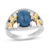 Thumbnail Image 1 of Enchanted Disney Wish Oval Blue Opal and 1/5 CT. T.W. Diamond Stars Ring in Sterling Silver and 10K Gold