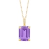 Thumbnail Image 1 of Emerald-Cut Lab-Created Amethyst and 1/10 CT. T.W. Diamond Pendant in Sterling Silver with 14K Gold Plate