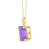 Thumbnail Image 2 of Emerald-Cut Lab-Created Amethyst and 1/10 CT. T.W. Diamond Pendant in Sterling Silver with 14K Gold Plate