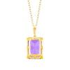 Thumbnail Image 3 of Emerald-Cut Lab-Created Amethyst and 1/10 CT. T.W. Diamond Pendant in Sterling Silver with 14K Gold Plate