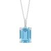 Thumbnail Image 1 of Emerald-Cut Lab-Created Sky Blue Topaz and 1/10 CT. T.W. Diamond Pendant in Sterling Silver