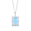 Thumbnail Image 3 of Emerald-Cut Lab-Created Sky Blue Topaz and 1/10 CT. T.W. Diamond Pendant in Sterling Silver
