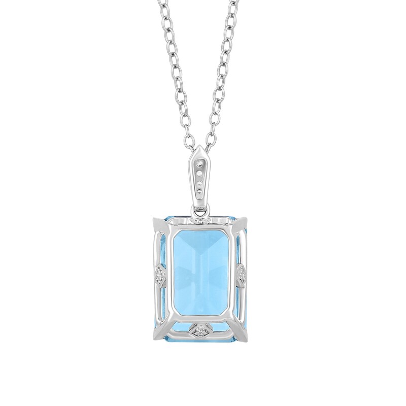 Main Image 3 of Emerald-Cut Lab-Created Sky Blue Topaz and 1/10 CT. T.W. Diamond Pendant in Sterling Silver