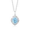 Thumbnail Image 1 of Oval Sky Blue Topaz and 1/8 CT. T.W. Diamond Tilted Frame Pendant in 10K White Gold
