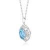 Thumbnail Image 2 of Oval Sky Blue Topaz and 1/8 CT. T.W. Diamond Tilted Frame Pendant in 10K White Gold