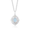 Thumbnail Image 3 of Oval Sky Blue Topaz and 1/8 CT. T.W. Diamond Tilted Frame Pendant in 10K White Gold