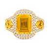 Thumbnail Image 2 of Emerald-Cut Yellow Lab-Created Sapphire and White Lab-Created Sapphire Frame Ring in Sterling Silver with 14K Gold Plate