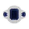 Thumbnail Image 2 of Emerald-Cut Blue Lab-Created Sapphire and White Lab-Created Sapphire Frame Ring in Sterling Silver