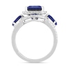 Thumbnail Image 3 of Emerald-Cut Blue Lab-Created Sapphire and White Lab-Created Sapphire Frame Ring in Sterling Silver