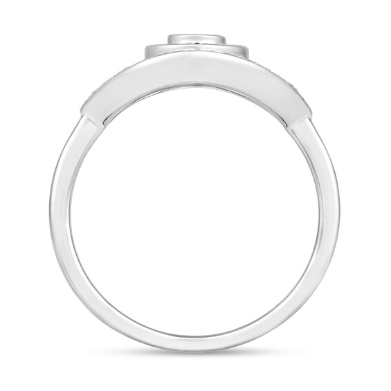 Blue Sapphire and 1/5 CT. T.w. Diamond Evil Eye Ring in 10K White Gold