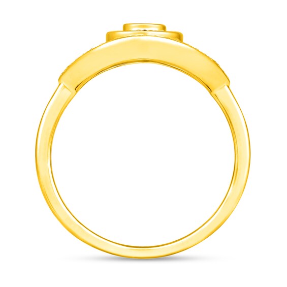 Emerald and 1/5 CT. T.w. Diamond Evil Eye Ring in 10K Gold