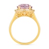 Thumbnail Image 3 of Faceted Oval Lab-Created Morganite and 1/5 CT. T.W. Diamond Frame Ring in 10K Gold