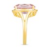 Thumbnail Image 4 of Faceted Oval Lab-Created Morganite and 1/5 CT. T.W. Diamond Frame Ring in 10K Gold